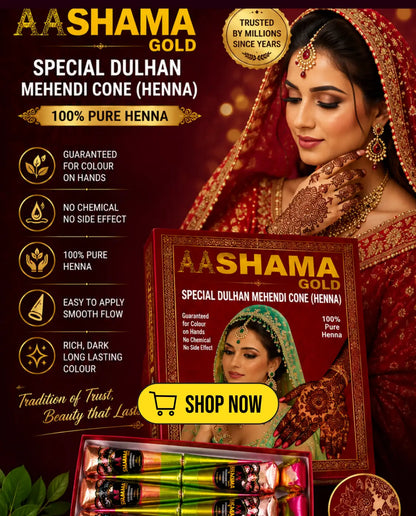 AASHAMA GOLD PURE MEHANDI CONE