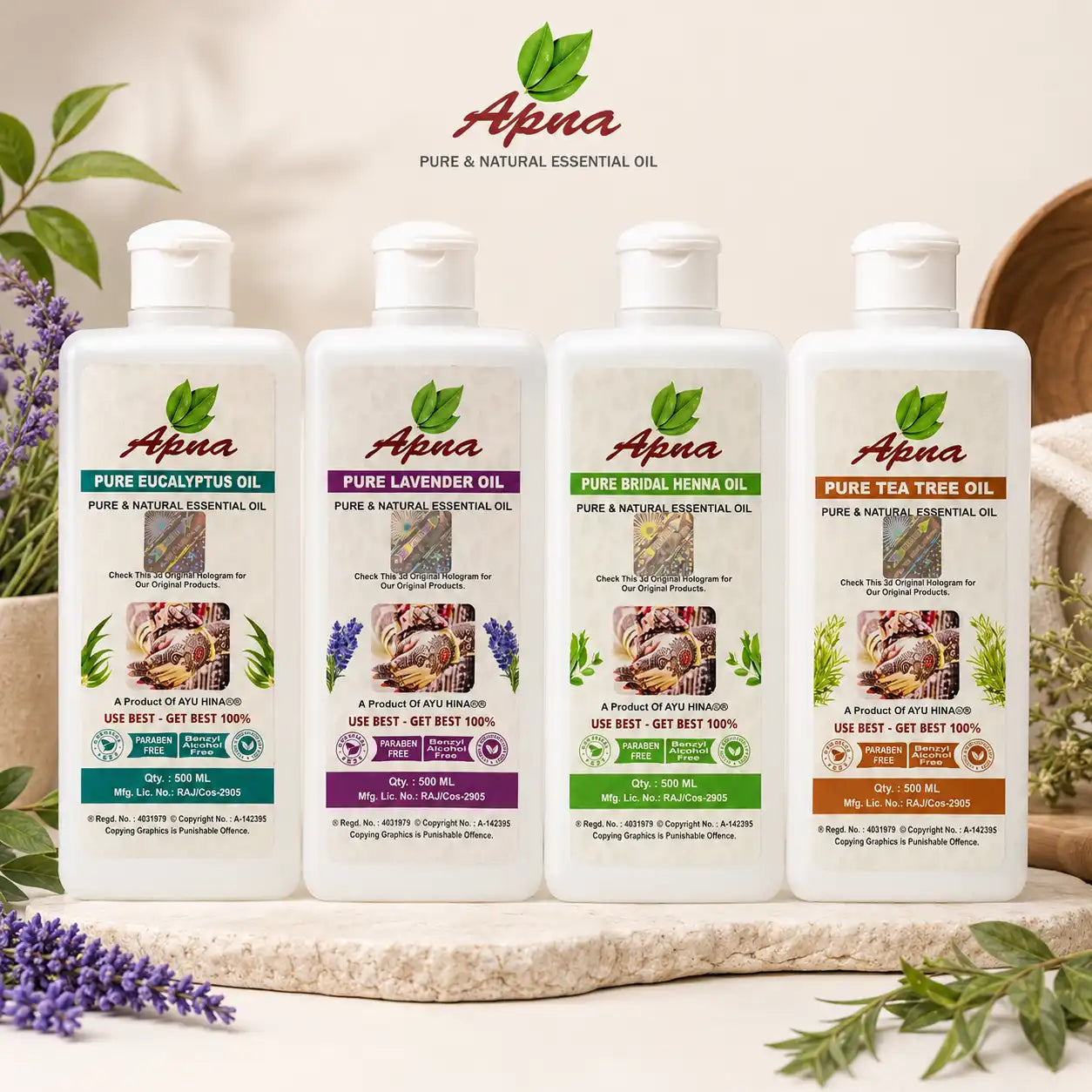 Premium Essential Oils For Henna Artists- 4 OIL KIT PACK